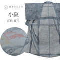 【中古】 小紋 正絹 夏 身丈150.7cm S 裄64cm 仕立て上がり リサイクル着物 青色系 植物文様 絽 uu0418b