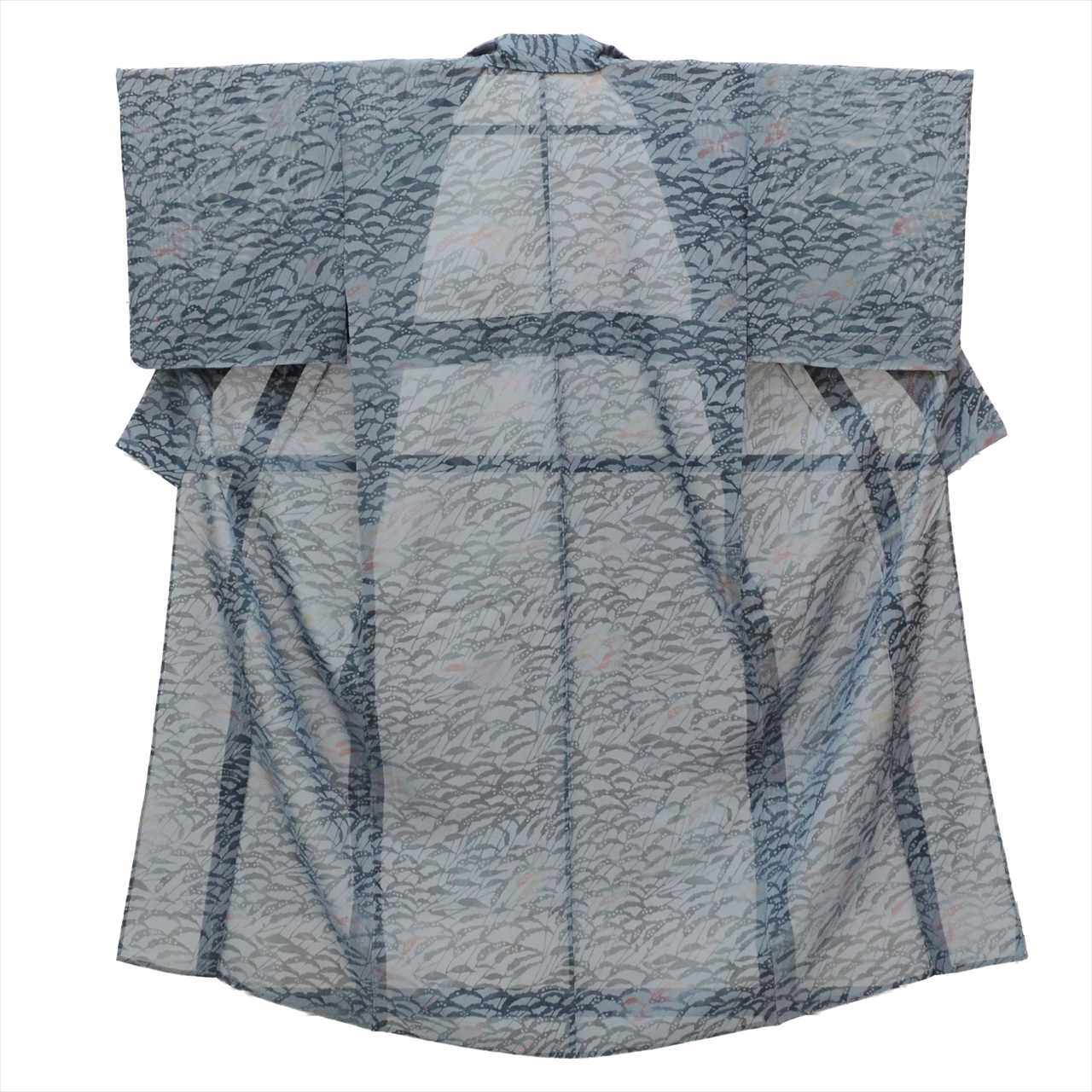 Vintage Japanese Kimono | Summer Komon | Blue Silk Ro | Botanical Pattern | Petite Size S | Sustainable | uu0418b
