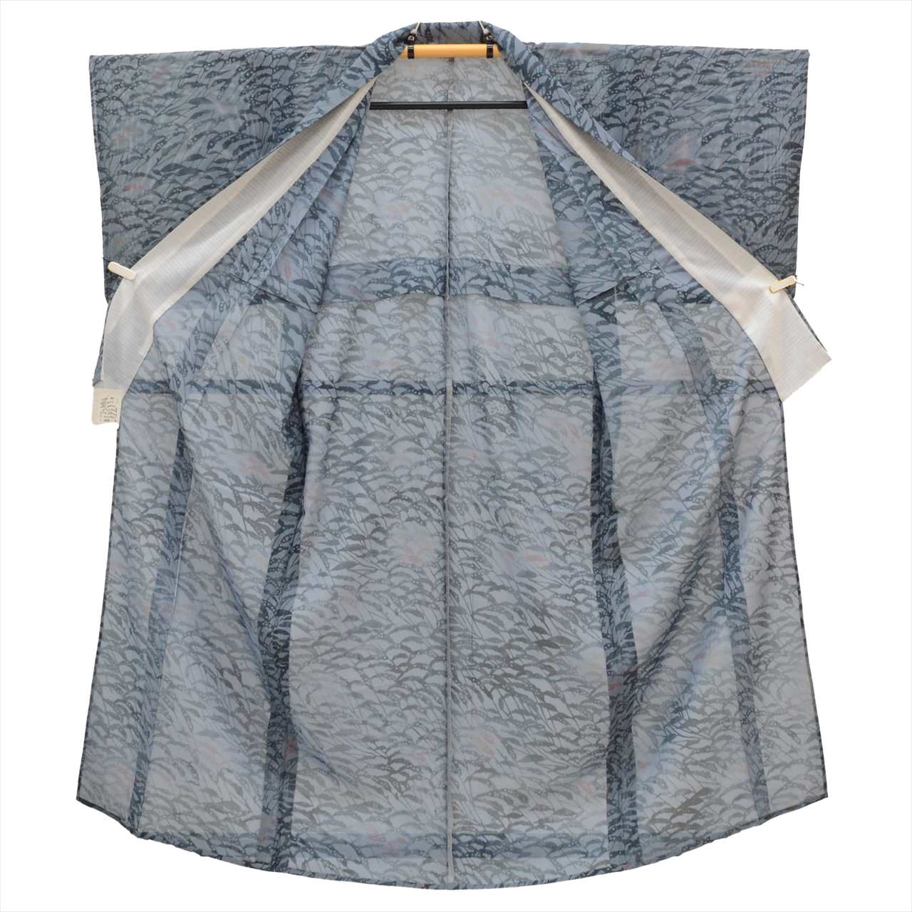 Vintage Japanese Kimono | Summer Komon | Blue Silk Ro | Botanical Pattern | Petite Size S | Sustainable | uu0418b