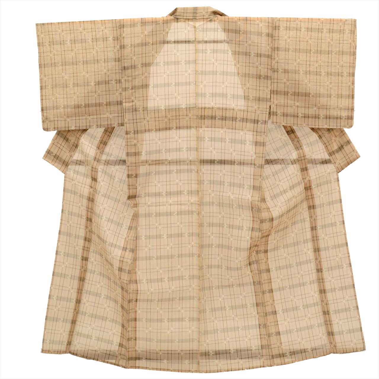 Vintage Japanese Kimono | Ryukyu Kasuri | Brown Silk | Ryukyu Pattern | Summer | Unused | Petite Size S | Sustainable | uu0420b