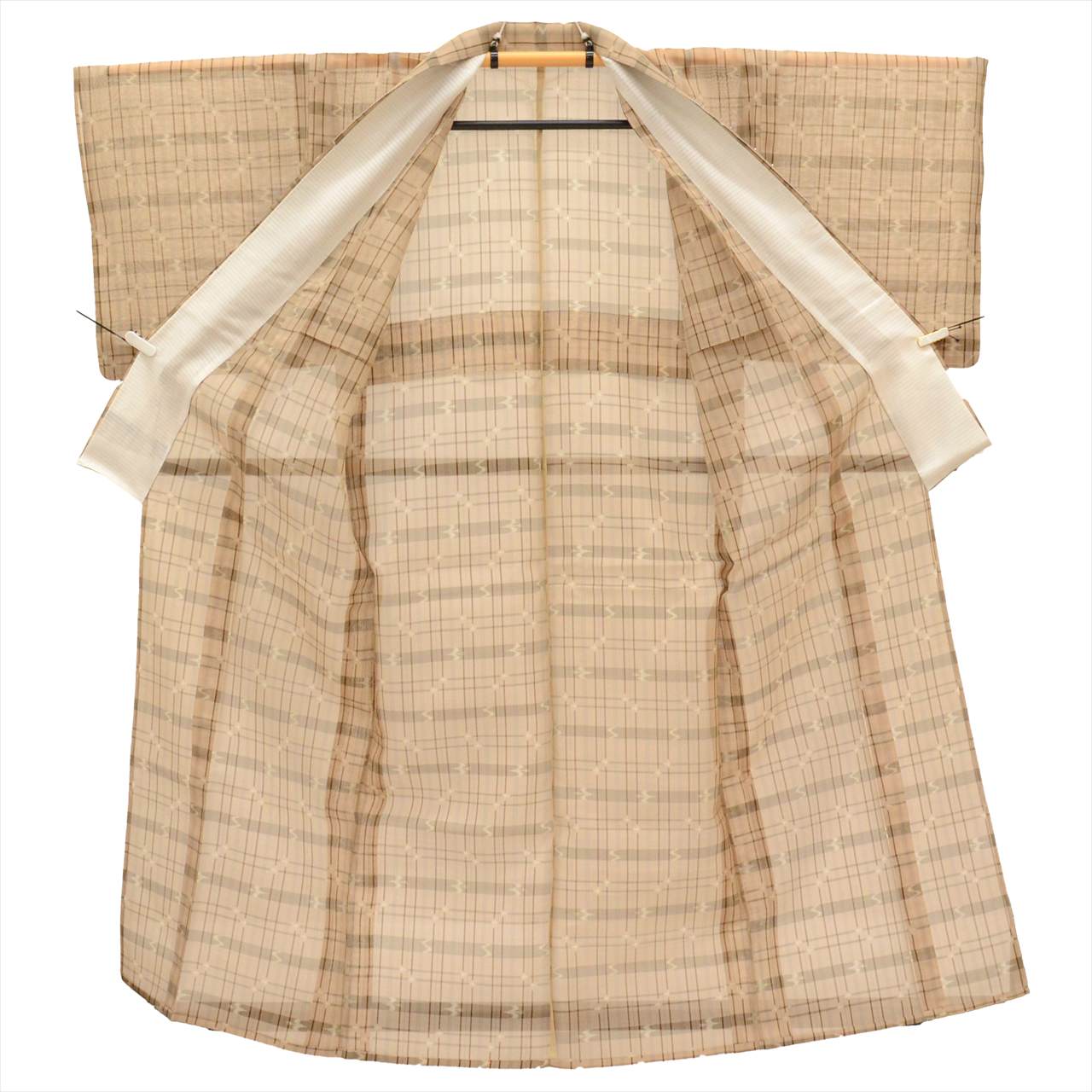Vintage Japanese Kimono | Ryukyu Kasuri | Brown Silk | Ryukyu Pattern | Summer | Unused | Petite Size S | Sustainable | uu0420b