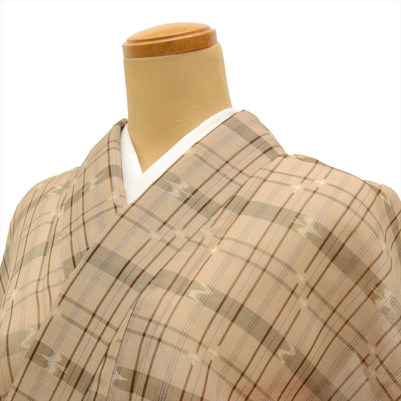 Vintage Japanese Kimono | Ryukyu Kasuri | Brown Silk | Ryukyu Pattern | Summer | Unused | Petite Size S | Sustainable | uu0420b