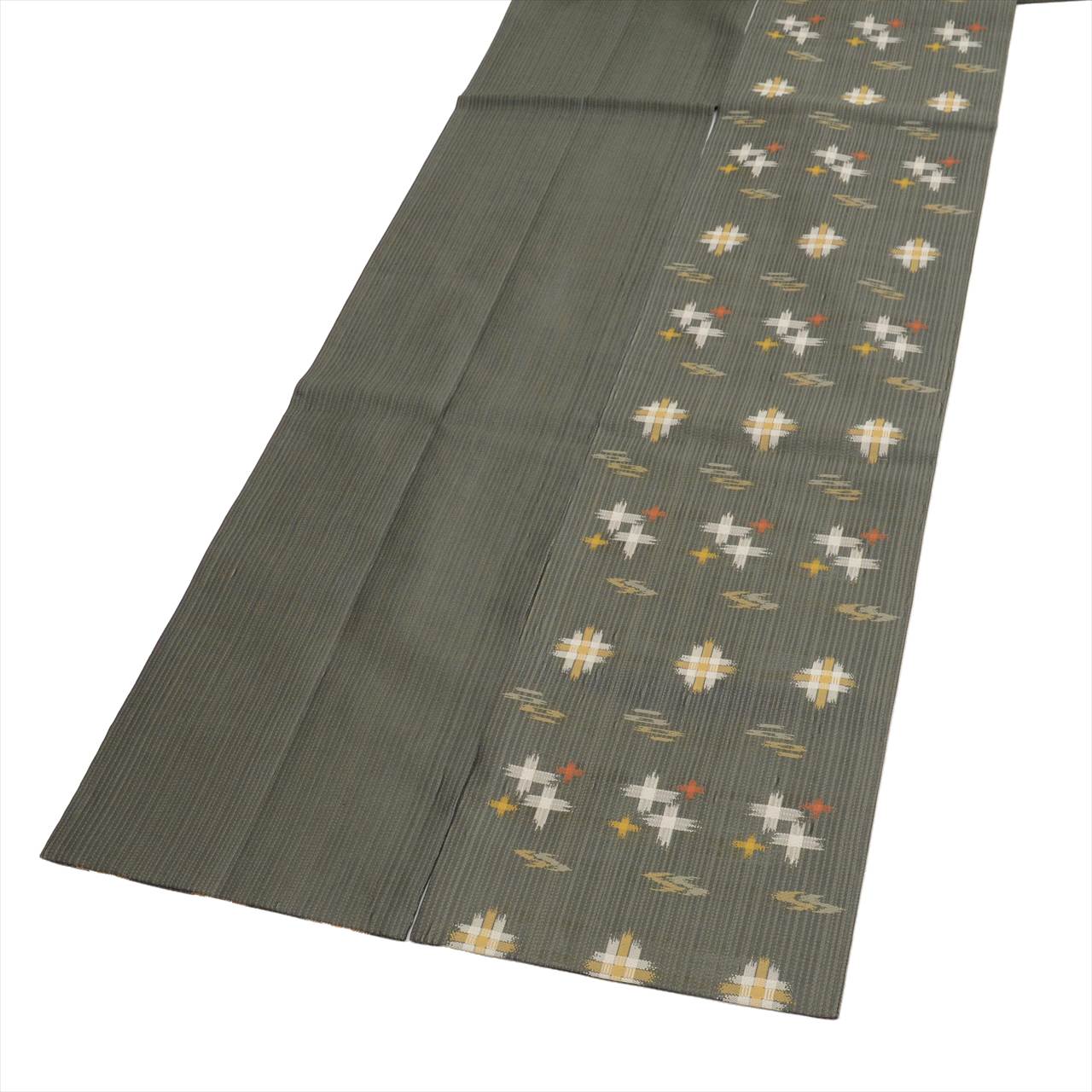 Vintage Japanese Obi | Sha-re Fukuro Obi | Gray Mixed Weave | Kasuri Pattern | Sustainable | uu0435b