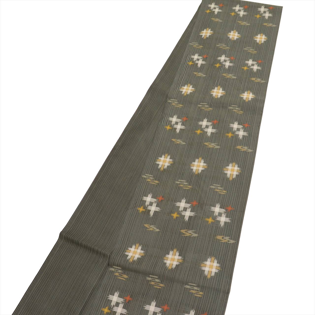Vintage Japanese Obi | Sha-re Fukuro Obi | Gray Mixed Weave | Kasuri Pattern | Sustainable | uu0435b