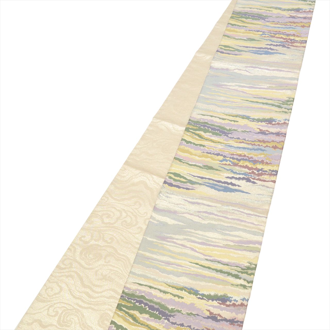 Vintage Japanese Obi | Fukuro Obi | Silver Silk | Wave Floral | Gold Silver Thread | Hakoya | Sustainable | uu0440b