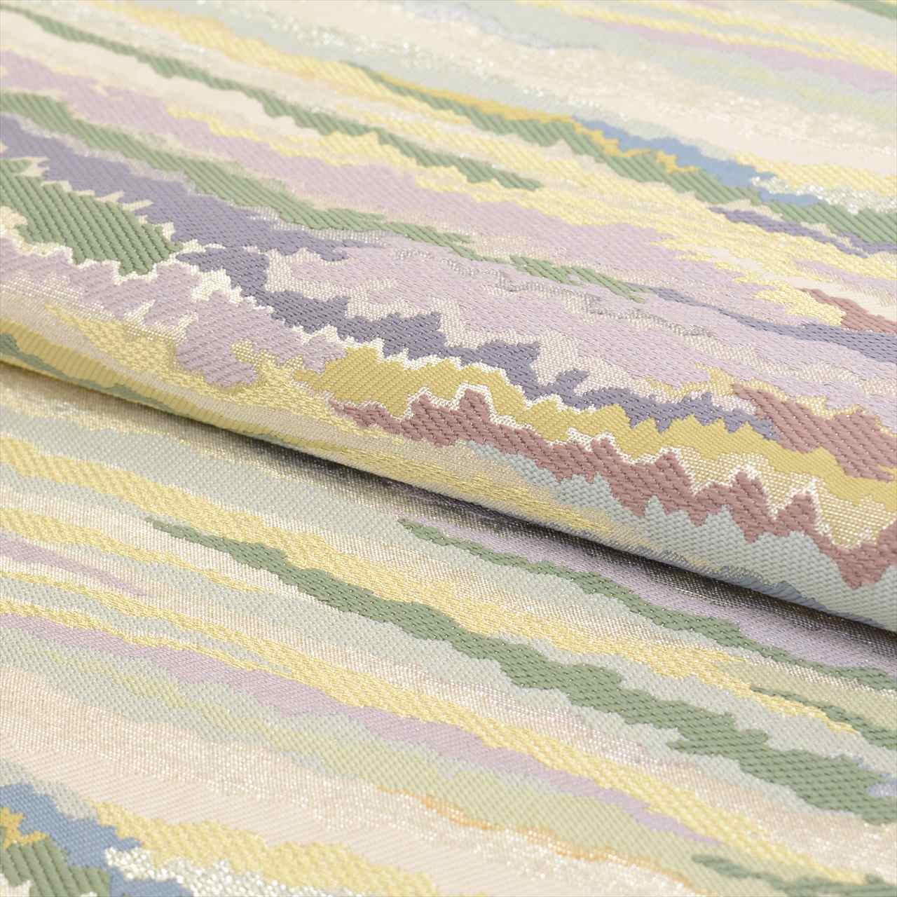 Vintage Japanese Obi | Fukuro Obi | Silver Silk | Wave Floral | Gold Silver Thread | Hakoya | Sustainable | uu0440b