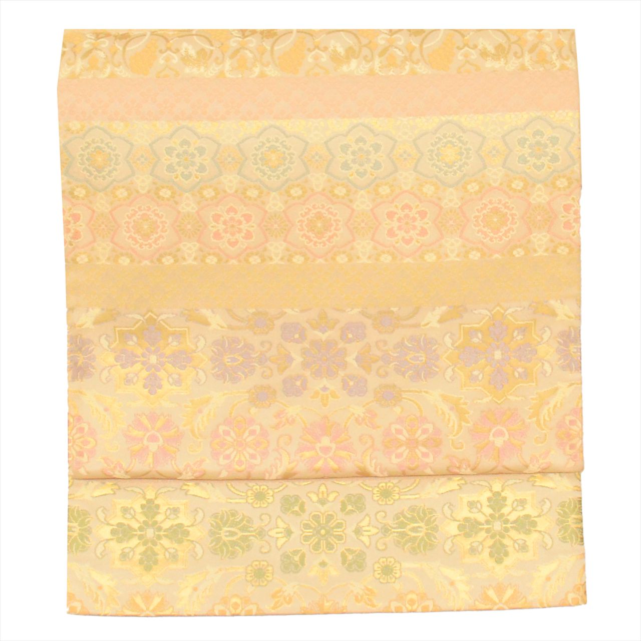 Vintage Japanese Obi | Fukuro Obi | Beige Silk | Floral | Hakuya Seibei Nishijin | Embroidery Gold Thread | Sustainable | uu0441b
