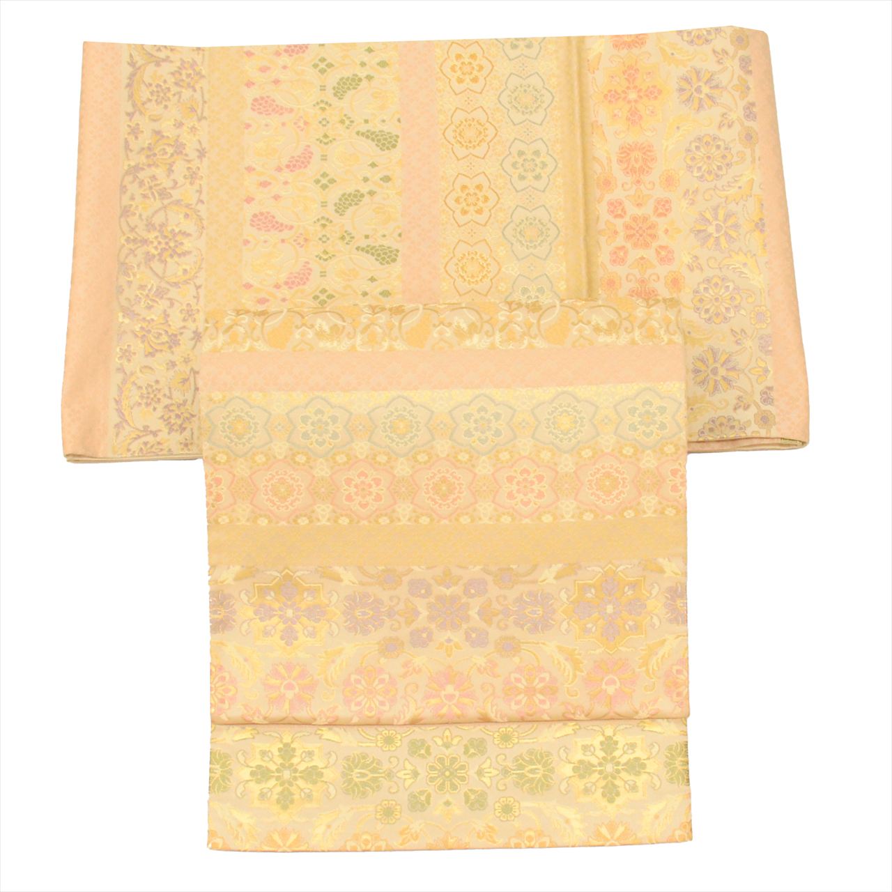 Vintage Japanese Obi | Fukuro Obi | Beige Silk | Floral | Hakuya Seibei Nishijin | Embroidery Gold Thread | Sustainable | uu0441b