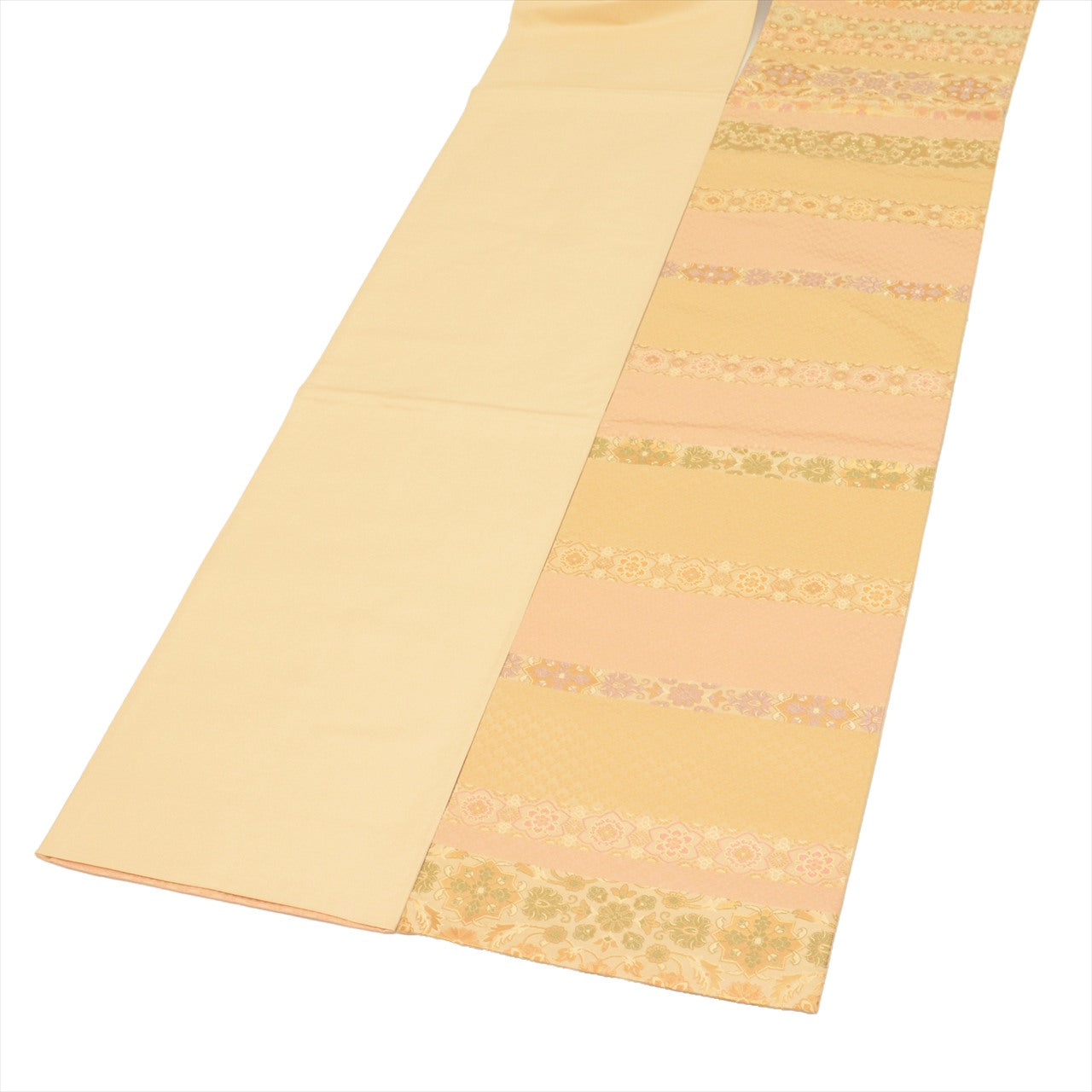 Vintage Japanese Obi | Fukuro Obi | Beige Silk | Floral | Hakuya Seibei Nishijin | Embroidery Gold Thread | Sustainable | uu0441b