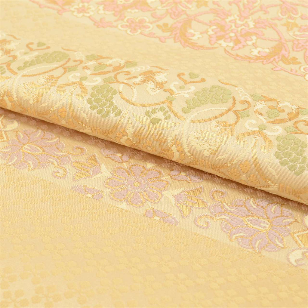 Vintage Japanese Obi | Fukuro Obi | Beige Silk | Floral | Hakuya Seibei Nishijin | Embroidery Gold Thread | Sustainable | uu0441b