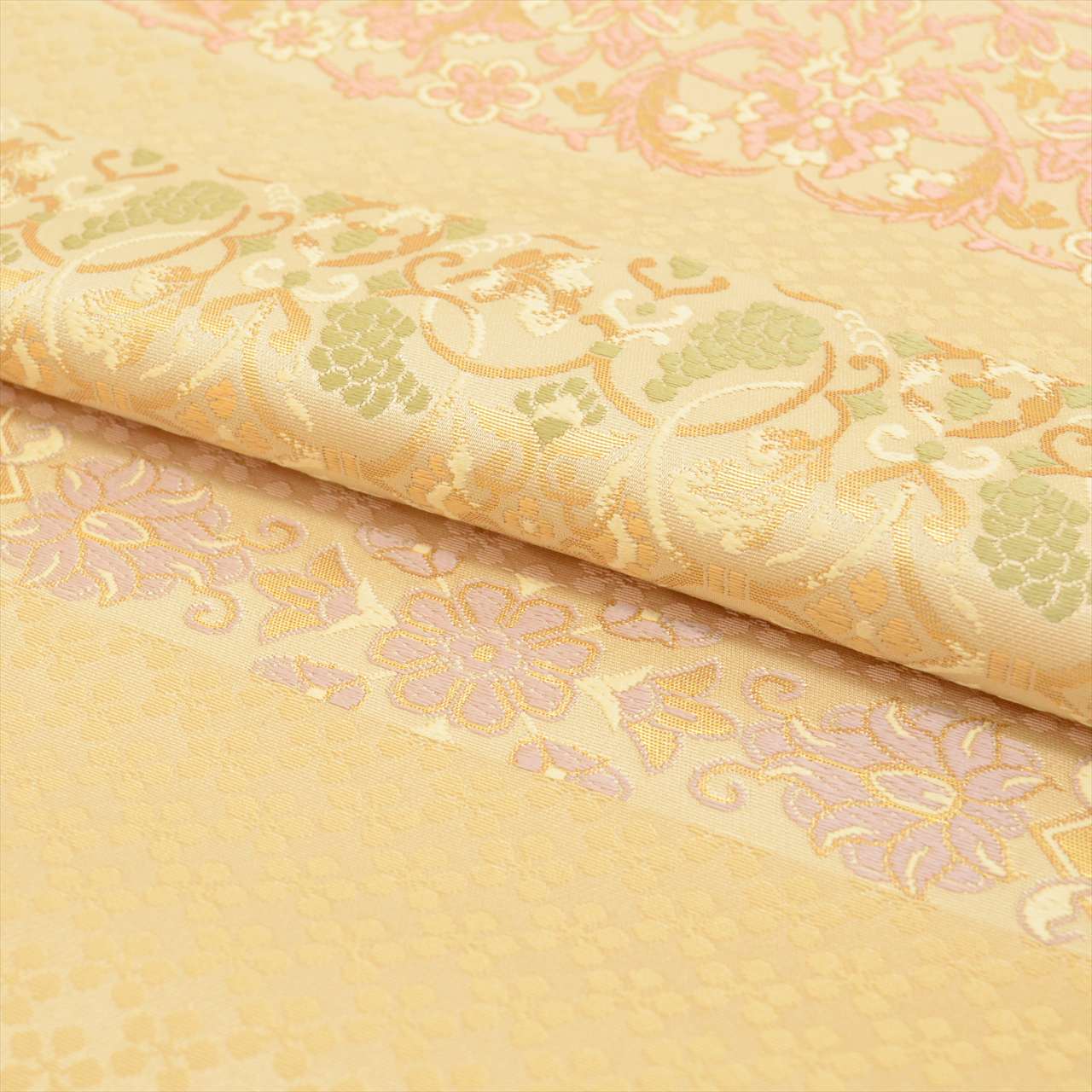 Vintage Japanese Obi | Fukuro Obi | Beige Silk | Floral | Hakuya Seibei Nishijin | Embroidery Gold Thread | Sustainable | uu0441b