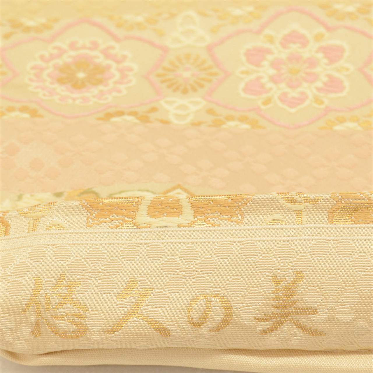 Vintage Japanese Obi | Fukuro Obi | Beige Silk | Floral | Hakuya Seibei Nishijin | Embroidery Gold Thread | Sustainable | uu0441b