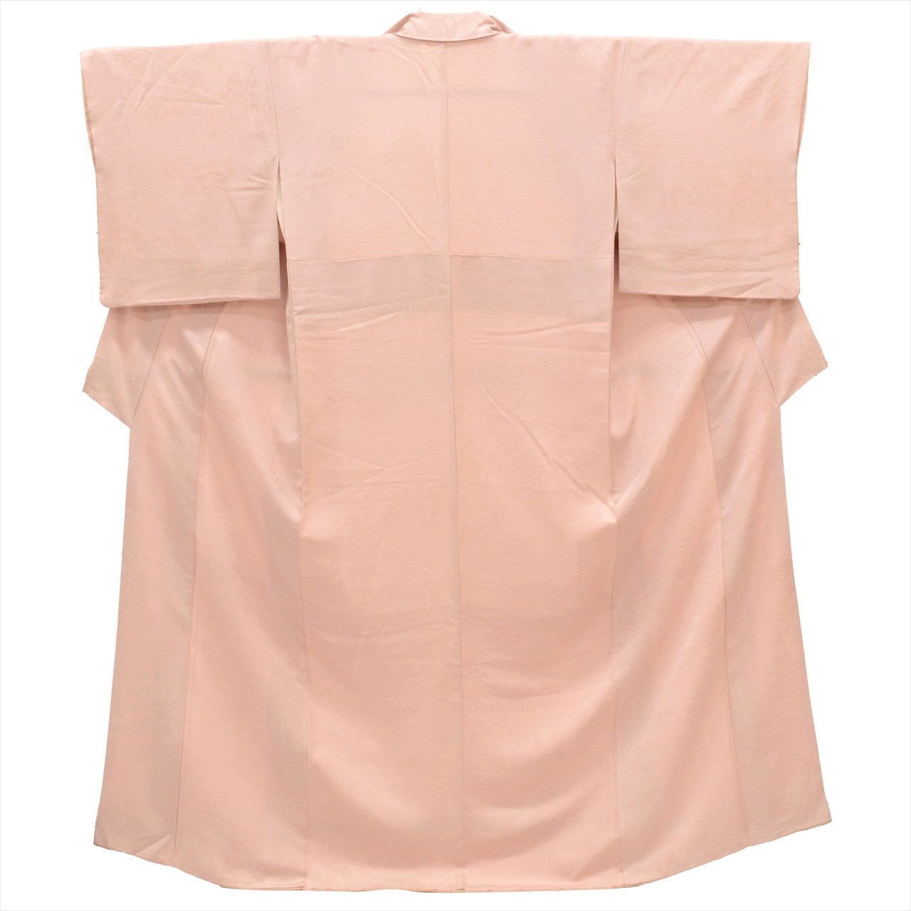 [Used] Plain-colored silk kimono, lined, ready-made, recycled kimono, length 159cm (size M), sleeve length 65cm, pinkish color, grass pattern, uu0446b, suitable for entrance ceremonies, graduation ceremonies, kindergarten entrance ceremonies. 