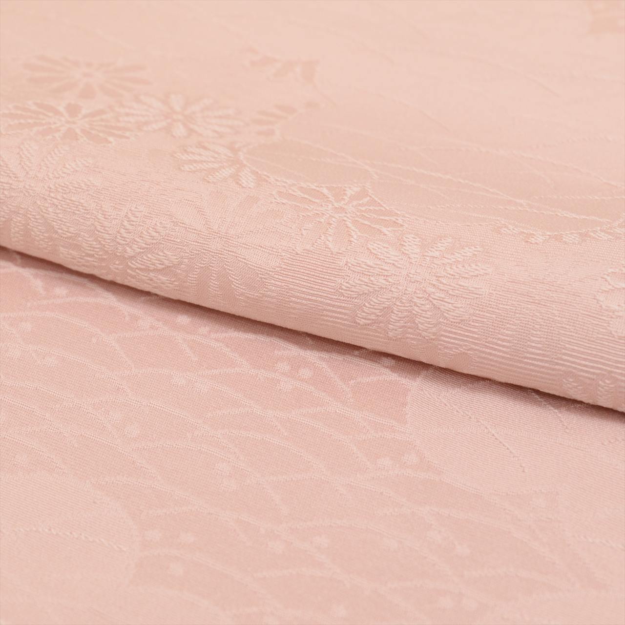 [Used] Plain-colored silk kimono, lined, ready-made, recycled kimono, length 159cm (size M), sleeve length 65cm, pinkish color, grass pattern, uu0446b, suitable for entrance ceremonies, graduation ceremonies, kindergarten entrance ceremonies. 