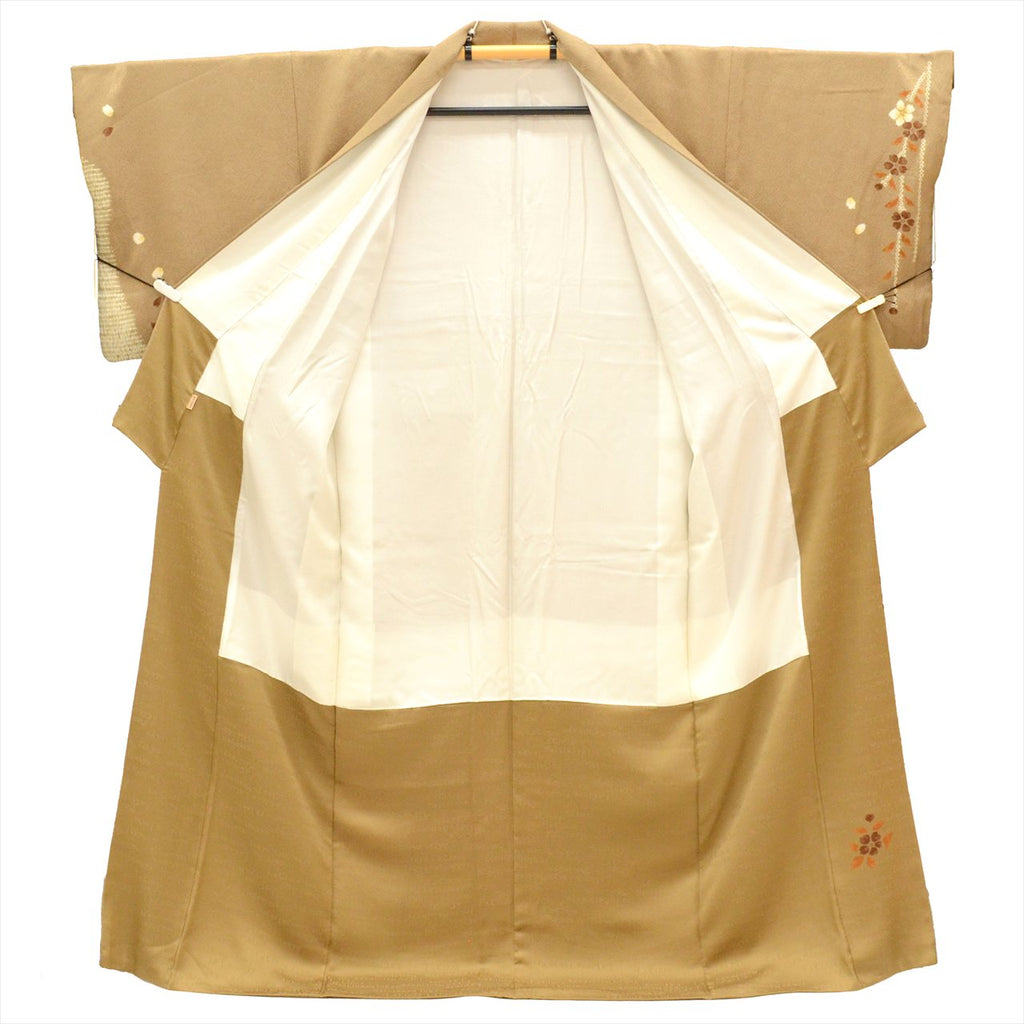 Vintage Japanese Kimono | Tsukesage | Brown Silk | Floral Shibori | Excellent | Size L | Sustainable | uu0455b