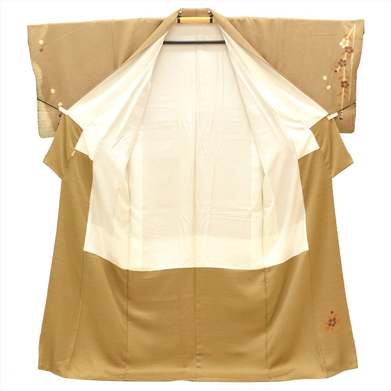 Vintage Japanese Kimono | Tsukesage | Brown Silk | Floral Shibori | Excellent | Size L | Sustainable | uu0455b