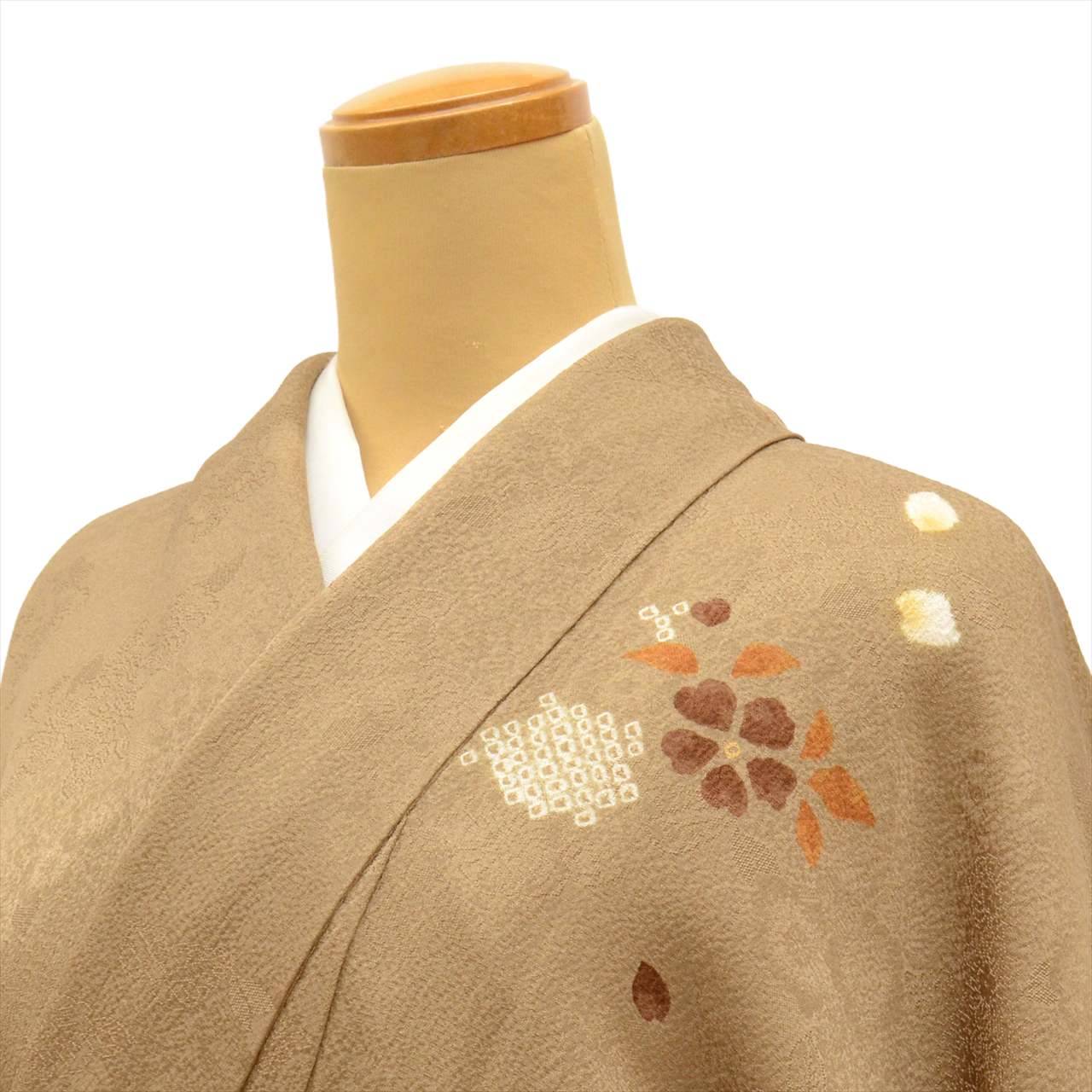 Vintage Japanese Kimono | Tsukesage | Brown Silk | Floral Shibori | Excellent | Size L | Sustainable | uu0455b