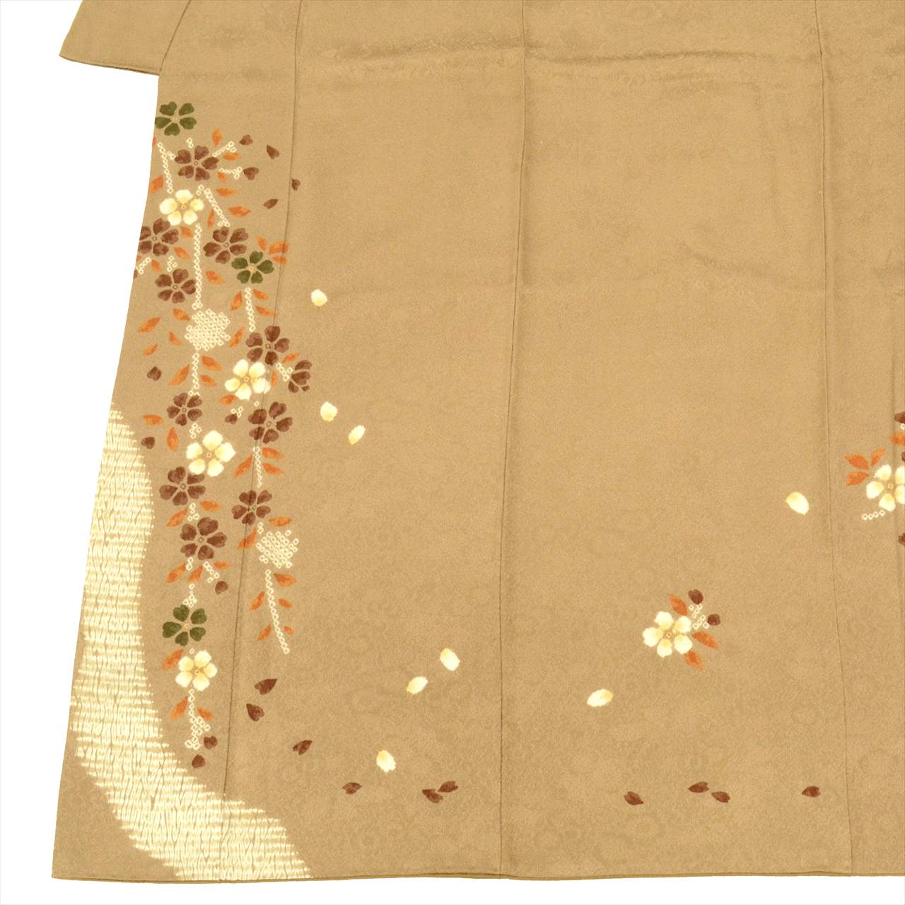 Vintage Japanese Kimono | Tsukesage | Brown Silk | Floral Shibori | Excellent | Size L | Sustainable | uu0455b