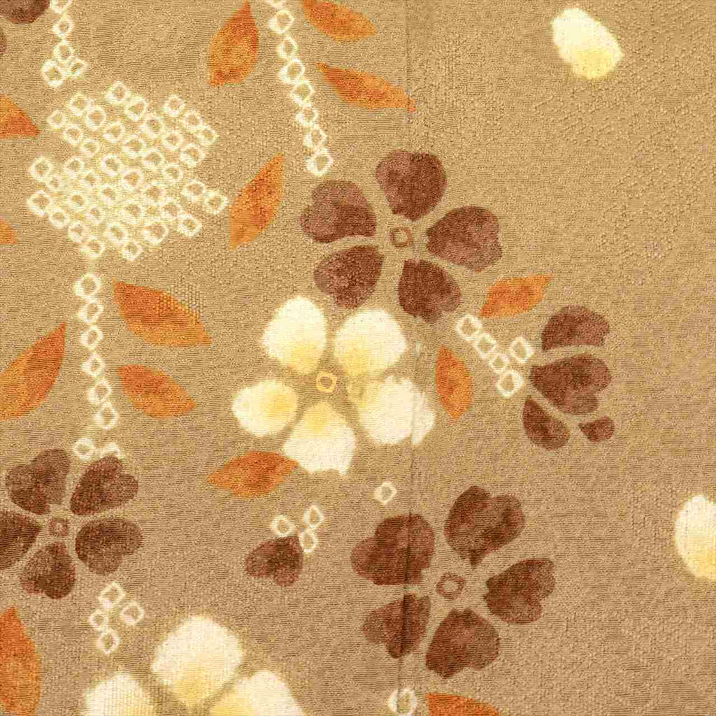 Vintage Japanese Kimono | Tsukesage | Brown Silk | Floral Shibori | Excellent | Size L | Sustainable | uu0455b