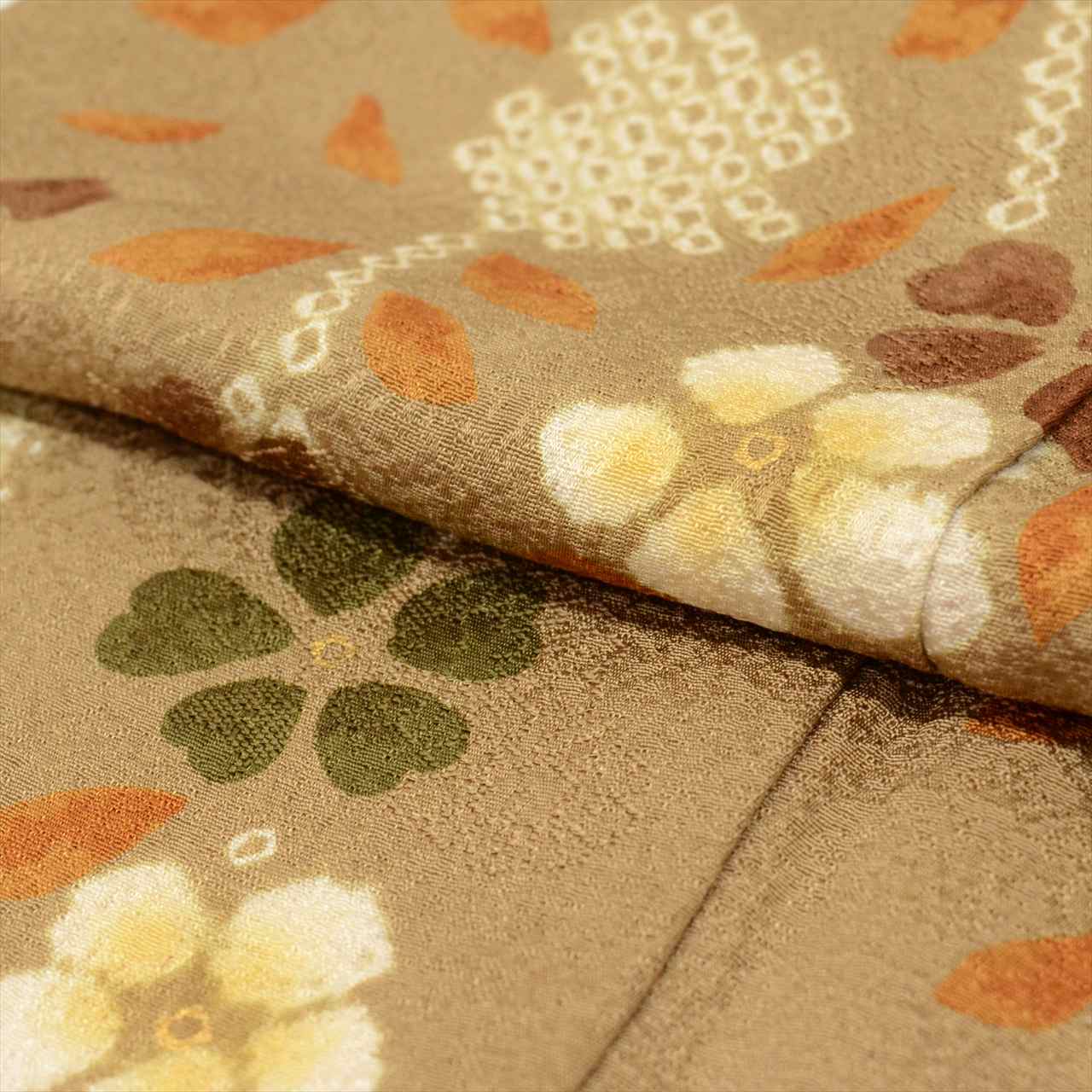 Vintage Japanese Kimono | Tsukesage | Brown Silk | Floral Shibori | Excellent | Size L | Sustainable | uu0455b
