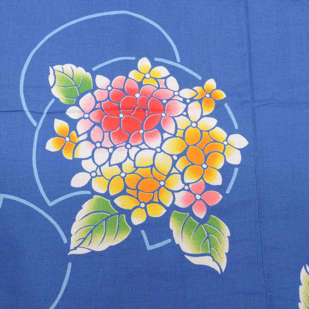 Vintage Japanese Yukata | Girl's Yukata | Blue Cotton | Hydrangea Pattern | Koma-ji Chuzome | Kids Size 150 | Sustainable | uu0458b