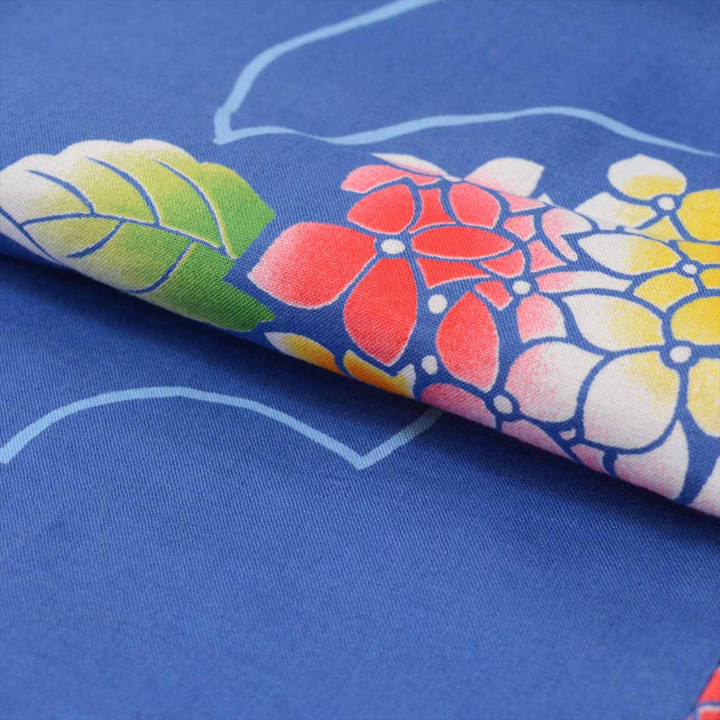 Vintage Japanese Yukata | Girl's Yukata | Blue Cotton | Hydrangea Pattern | Koma-ji Chuzome | Kids Size 150 | Sustainable | uu0458b