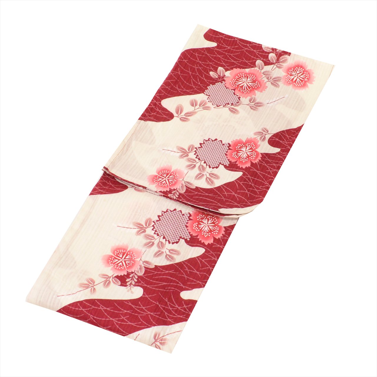 Vintage Japanese Yukata | Women's Yukata | White Cotton Ro | E-kasuri Floral Pattern | Size M | Sustainable | uu0460b