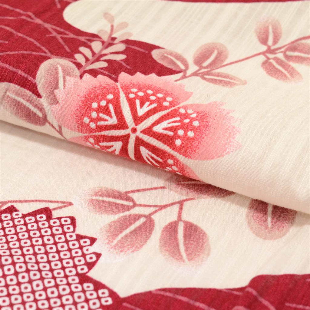 Vintage Japanese Yukata | Women's Yukata | White Cotton Ro | E-kasuri Floral Pattern | Size M | Sustainable | uu0460b
