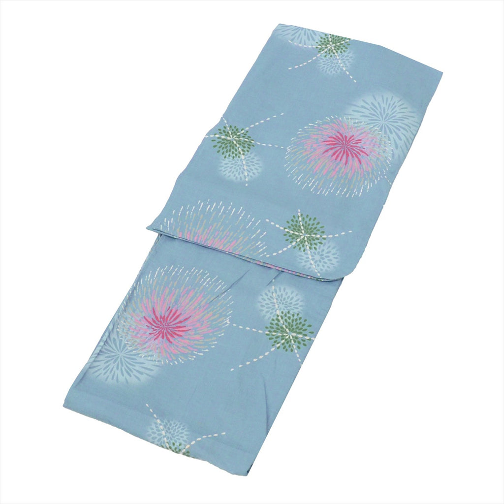 Vintage Japanese Yukata | Women's Yukata | Blue Cotton | Fireworks Pattern | Koma-ji | Size L | Sustainable | uu0466b