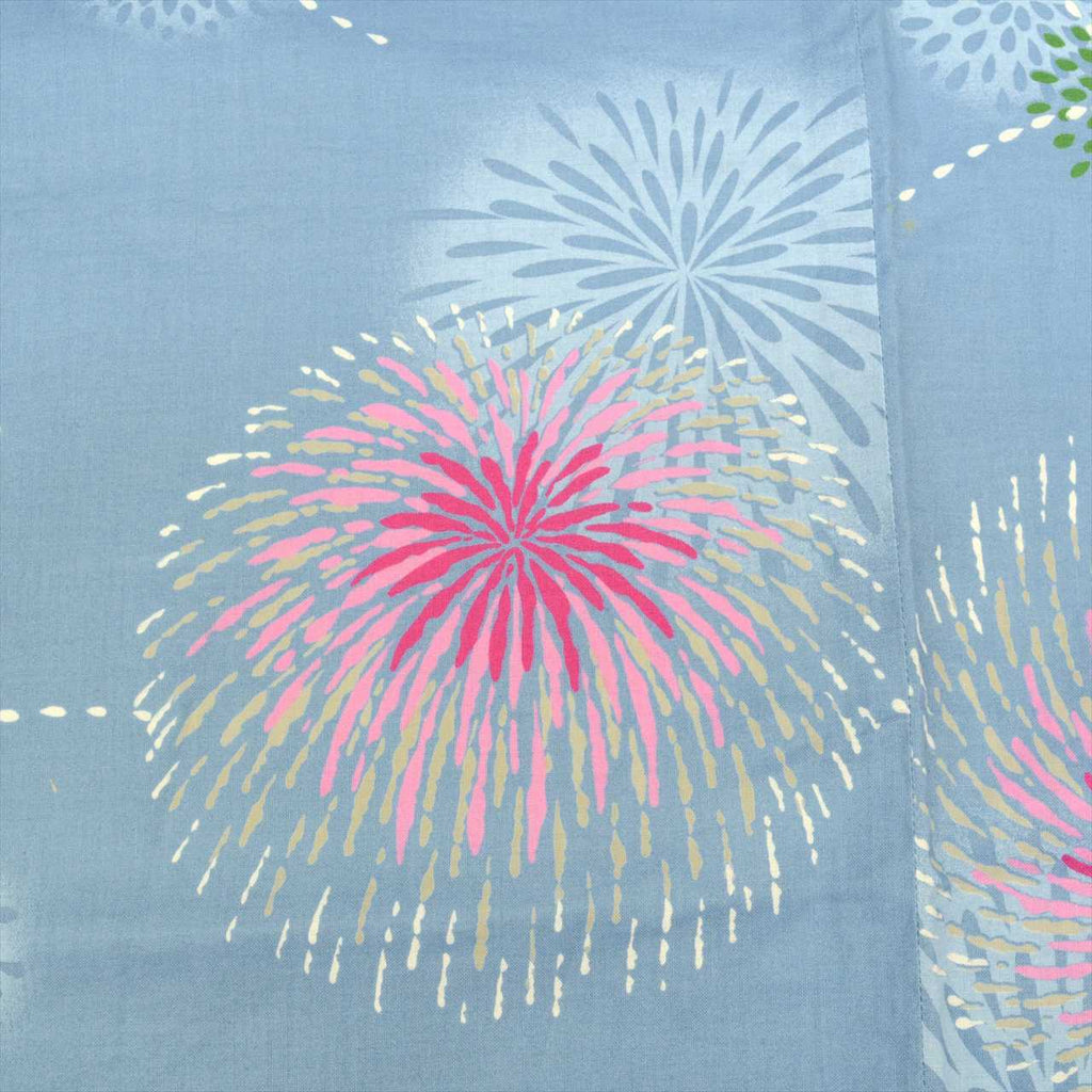 Vintage Japanese Yukata | Women's Yukata | Blue Cotton | Fireworks Pattern | Koma-ji | Size L | Sustainable | uu0466b