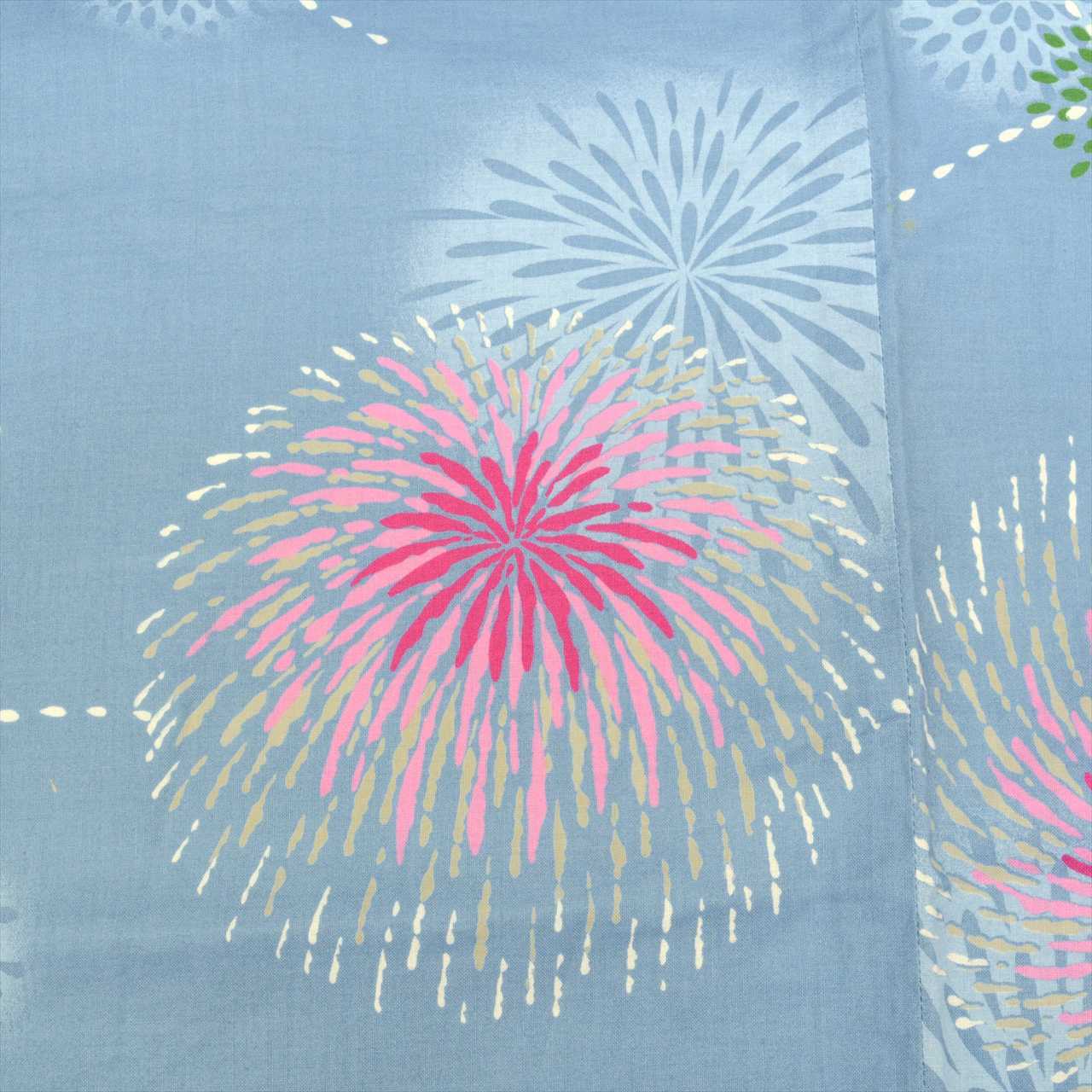 Vintage Japanese Yukata | Women's Yukata | Blue Cotton | Fireworks Pattern | Koma-ji | Size L | Sustainable | uu0466b