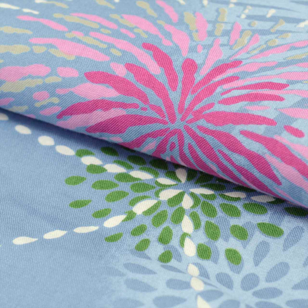 Vintage Japanese Yukata | Women's Yukata | Blue Cotton | Fireworks Pattern | Koma-ji | Size L | Sustainable | uu0466b