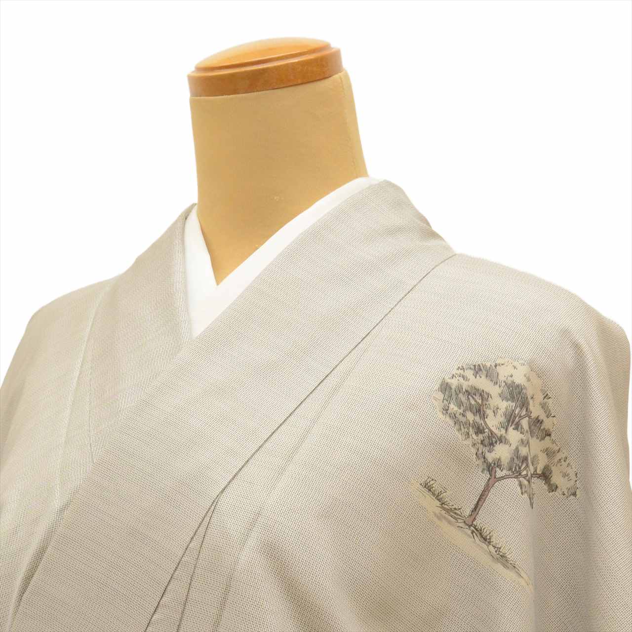 Vintage Japanese Kimono | Shiro Oshima Tsumugi | Gray Silk | Iwakuni Cotton Bridge Pattern | Tsukesage | Sustainable | uu0479b