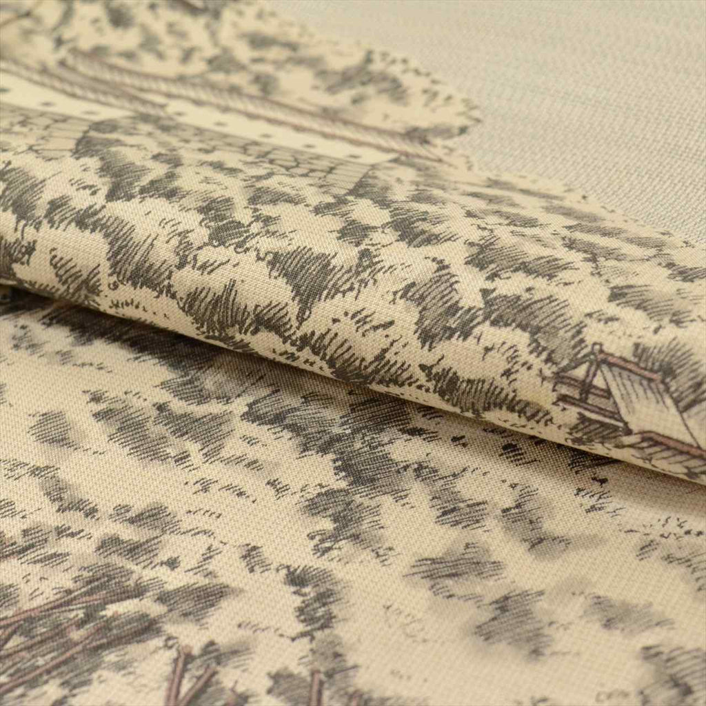Vintage Japanese Kimono | Shiro Oshima Tsumugi | Gray Silk | Iwakuni Cotton Bridge Pattern | Tsukesage | Sustainable | uu0479b