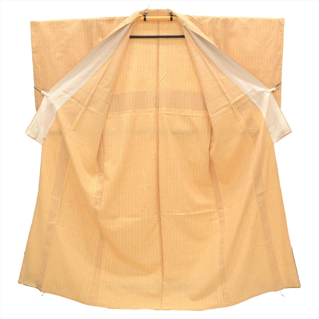 Vintage Japanese Kimono | Tsumugi | Brown Silk | Stripe Pattern | Unlined | Size M | Sustainable | uu0483b