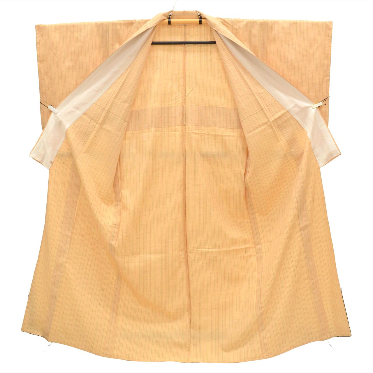 Vintage Japanese Kimono | Tsumugi | Brown Silk | Stripe Pattern | Unlined | Size M | Sustainable | uu0483b