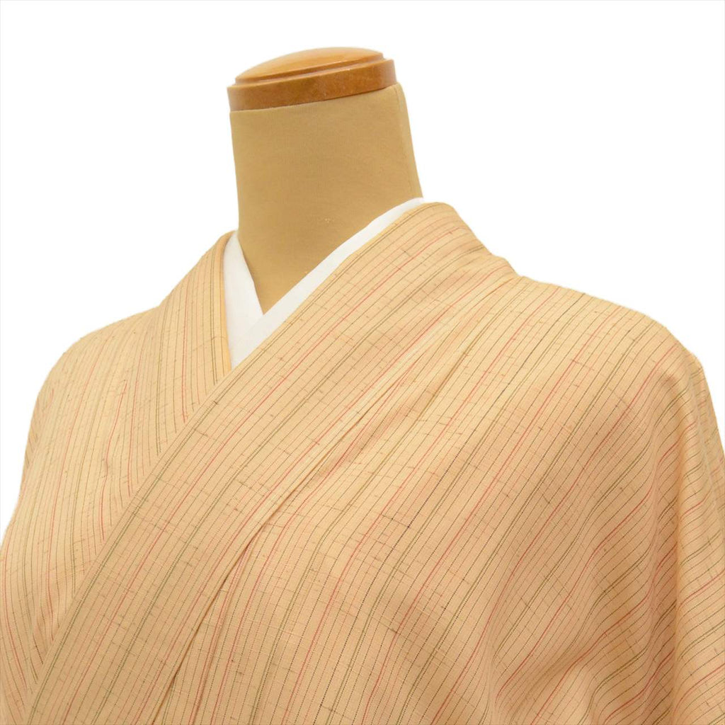 Vintage Japanese Kimono | Tsumugi | Brown Silk | Stripe Pattern | Unlined | Size M | Sustainable | uu0483b