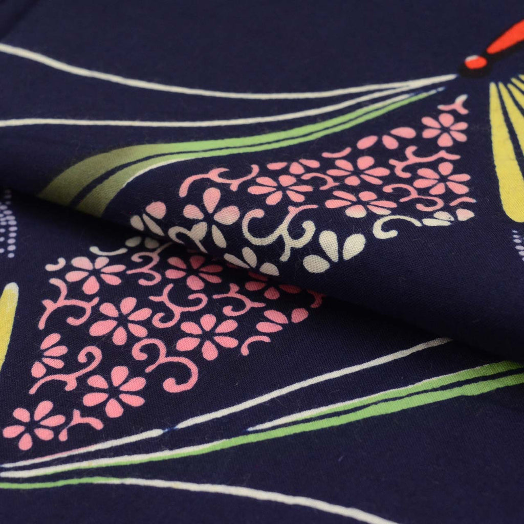 Vintage Japanese Yukata | Women's Yukata | Navy Cotton | Butterfly Pattern | Koma-ji Chuzome | Size M | Sustainable | uu0500b