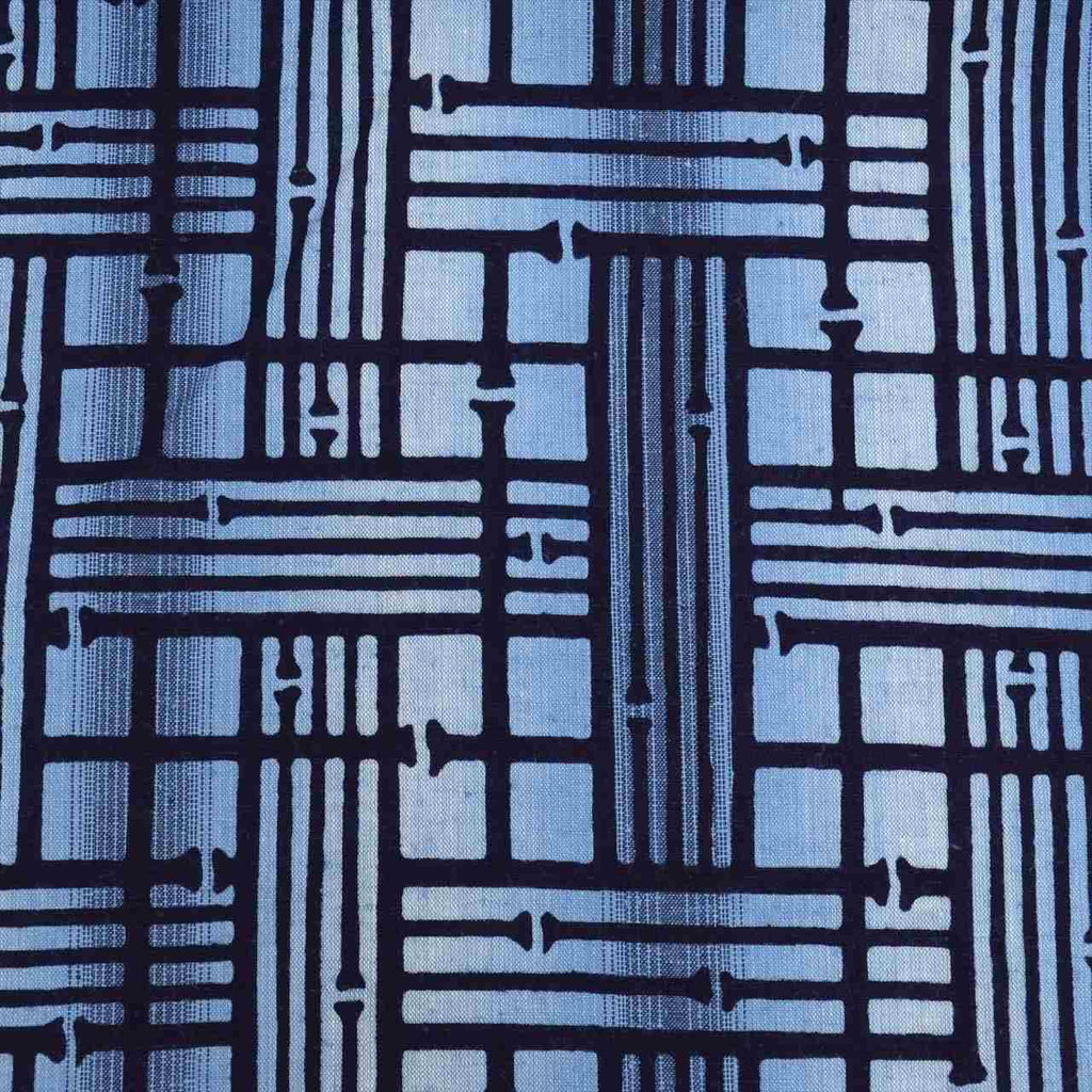 Vintage Japanese Yukata | Men's Yukata | Blue Cotton | Geometric Pattern | Flat Weave | Excellent | Plus Size LL | Sustainable | uu0502b