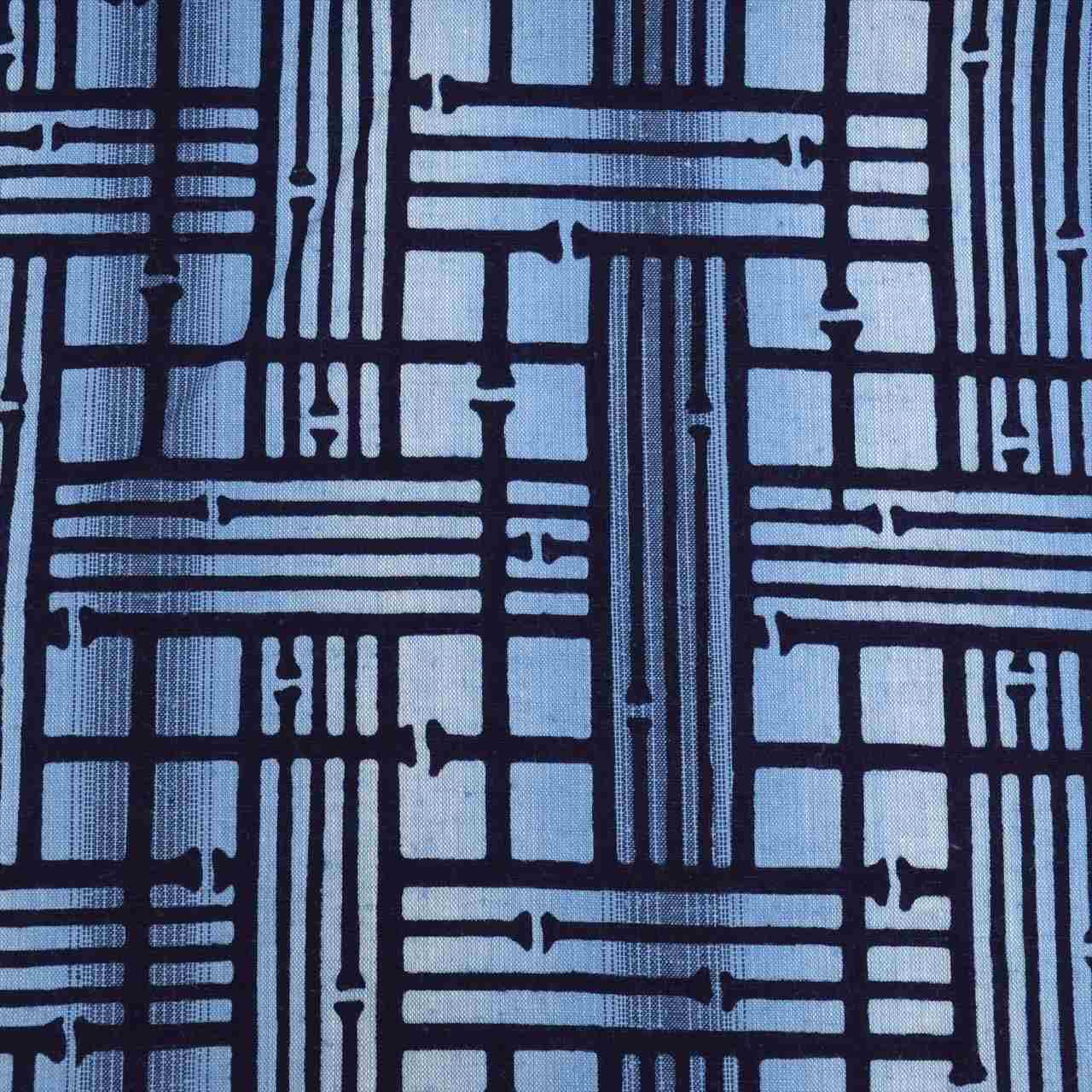 Vintage Japanese Yukata | Men's Yukata | Blue Cotton | Geometric Pattern | Flat Weave | Excellent | Plus Size LL | Sustainable | uu0502b