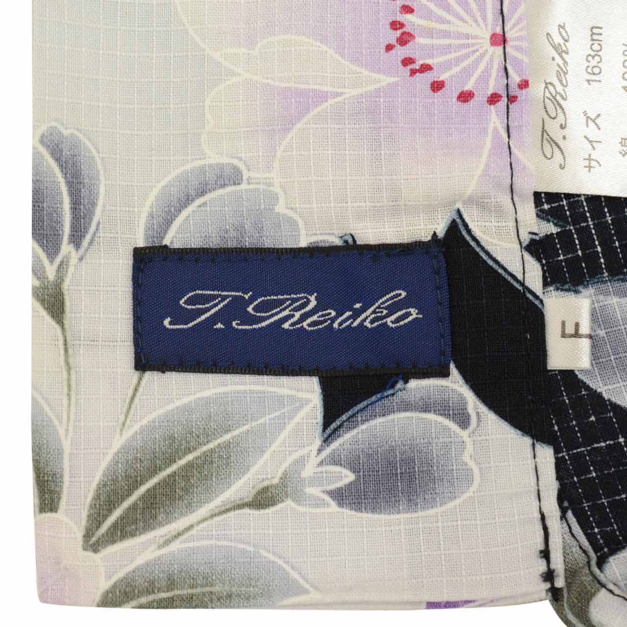 Vintage Japanese Yukata | Women's Yukata | Black Cotton Koubai | Sakura Pattern | Silver Foil | J.Reika Reiha | Sustainable | uu0508b