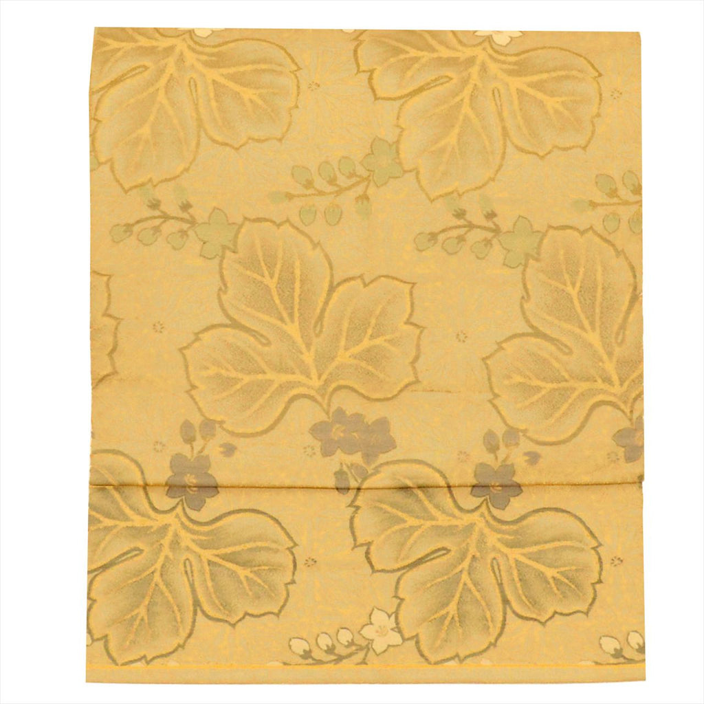Vintage Japanese Obi | Maru-obi | Brown Silk | Paulownia Pattern | Gold Thread | Formal | Sustainable | uu0526b