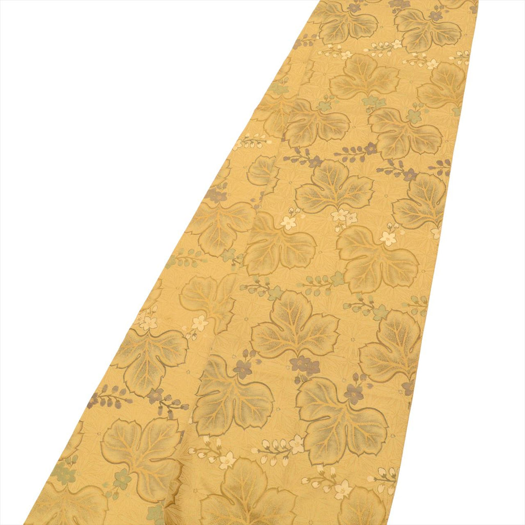 Vintage Japanese Obi | Maru-obi | Brown Silk | Paulownia Pattern | Gold Thread | Formal | Sustainable | uu0526b