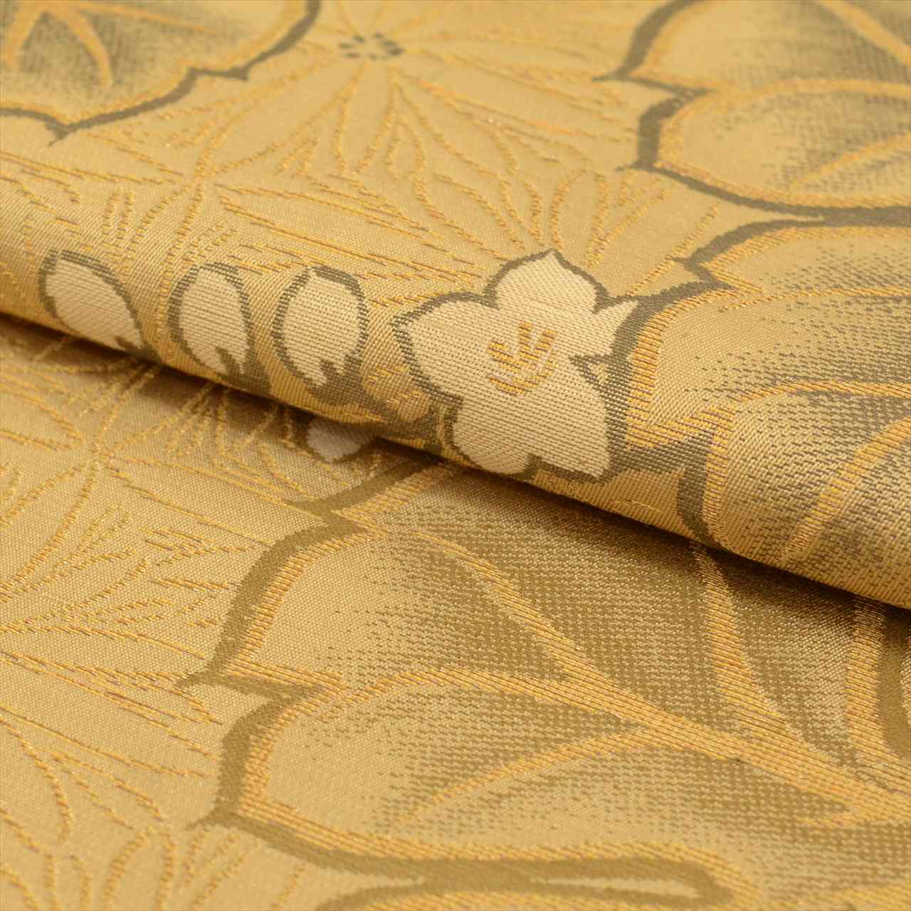 Vintage Japanese Obi | Maru-obi | Brown Silk | Paulownia Pattern | Gold Thread | Formal | Sustainable | uu0526b