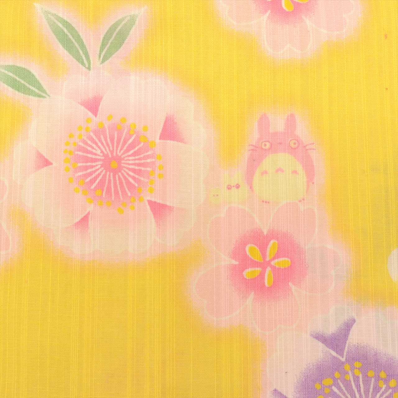 [Used] Recycled Yukata for Girls, Cotton, Size 130, Yellow, Retro Style, with Heiko Obi (Sash) uu0530b 