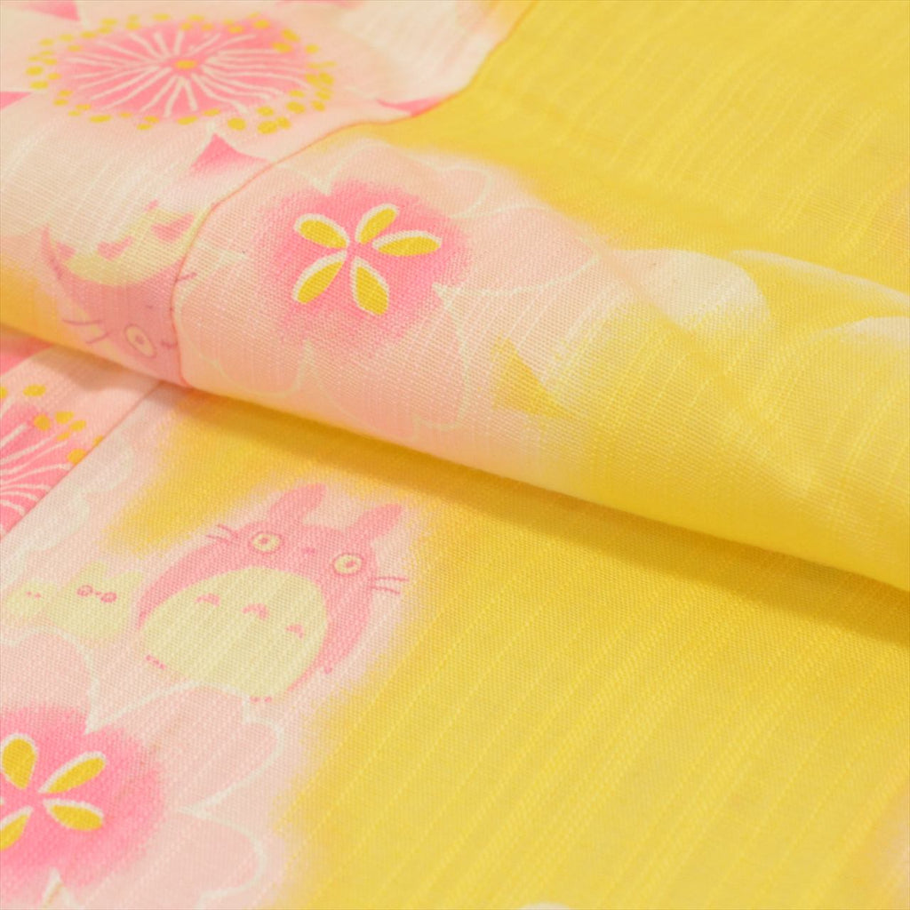 [Used] Recycled Yukata for Girls, Cotton, Size 130, Yellow, Retro Style, with Heiko Obi (Sash) uu0530b 