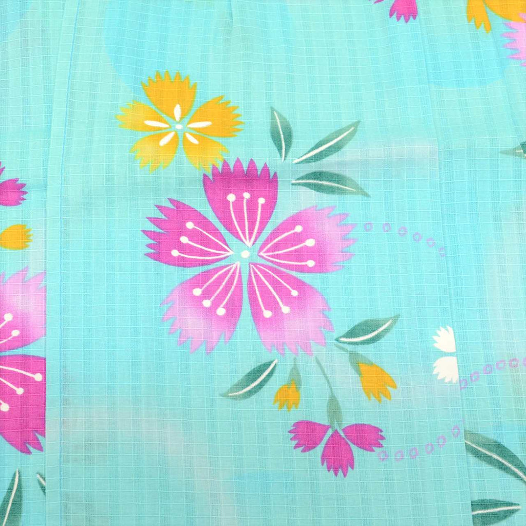 Vintage Japanese Yukata | Girl's Yukata | Blue Cotton Koubai | Floral Pattern | Kids Size 140 | Sustainable | uu0533b