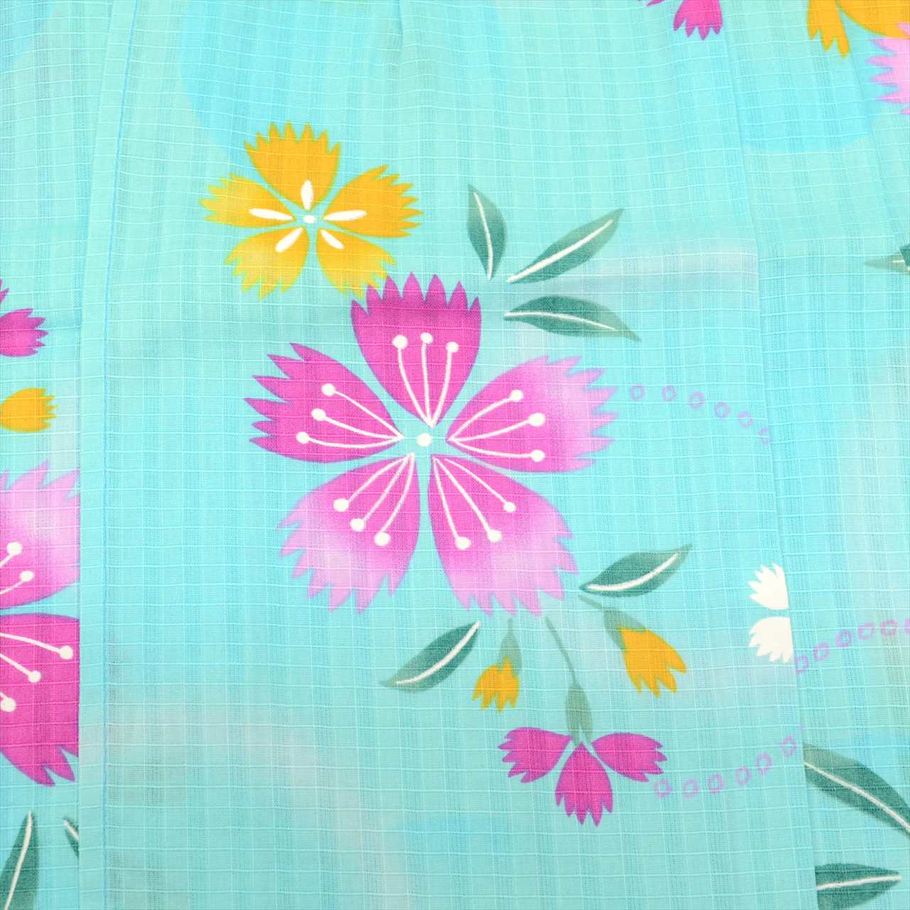 Vintage Japanese Yukata | Girl's Yukata | Blue Cotton Koubai | Floral Pattern | Kids Size 140 | Sustainable | uu0533b