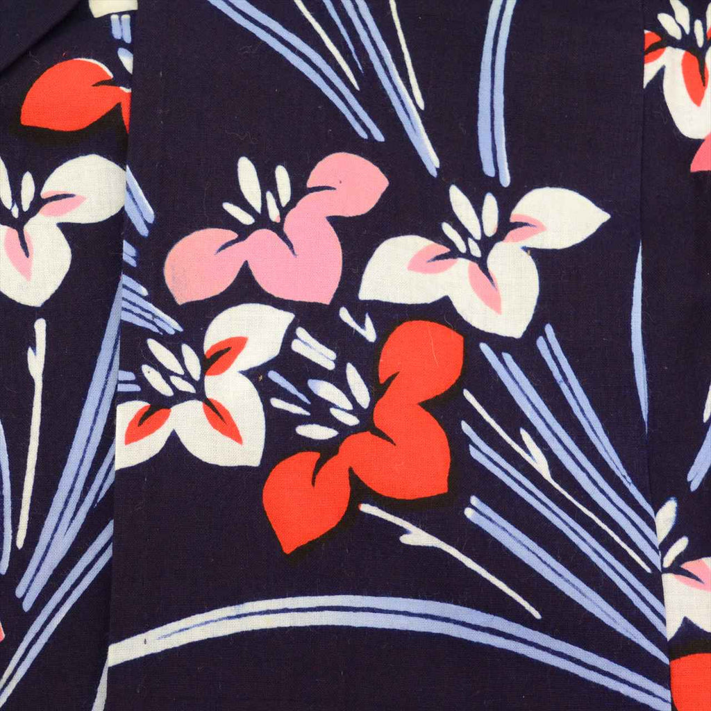 Vintage Japanese Yukata | Girl's Yukata | Navy Cotton | Iris Pattern | Koma-ji Chuzome | Kids Size 140 | Sustainable | uu0534b