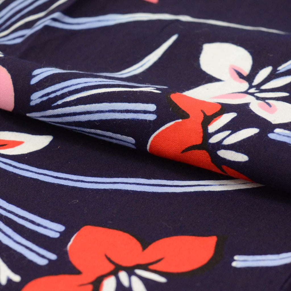 Vintage Japanese Yukata | Girl's Yukata | Navy Cotton | Iris Pattern | Koma-ji Chuzome | Kids Size 140 | Sustainable | uu0534b